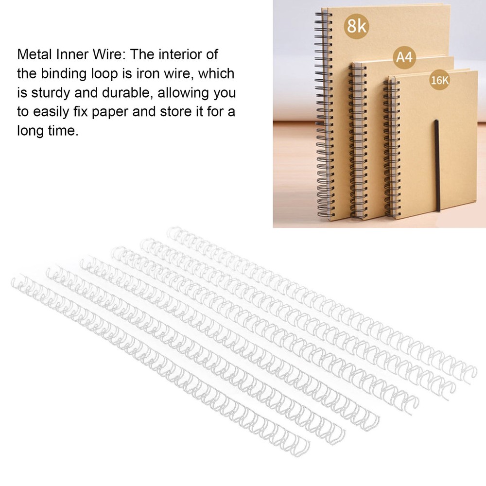 Silver 100x Double Loop Wire Binding Spine 20 Sheet Capacity 3:1 Pitch 34 Loop 6