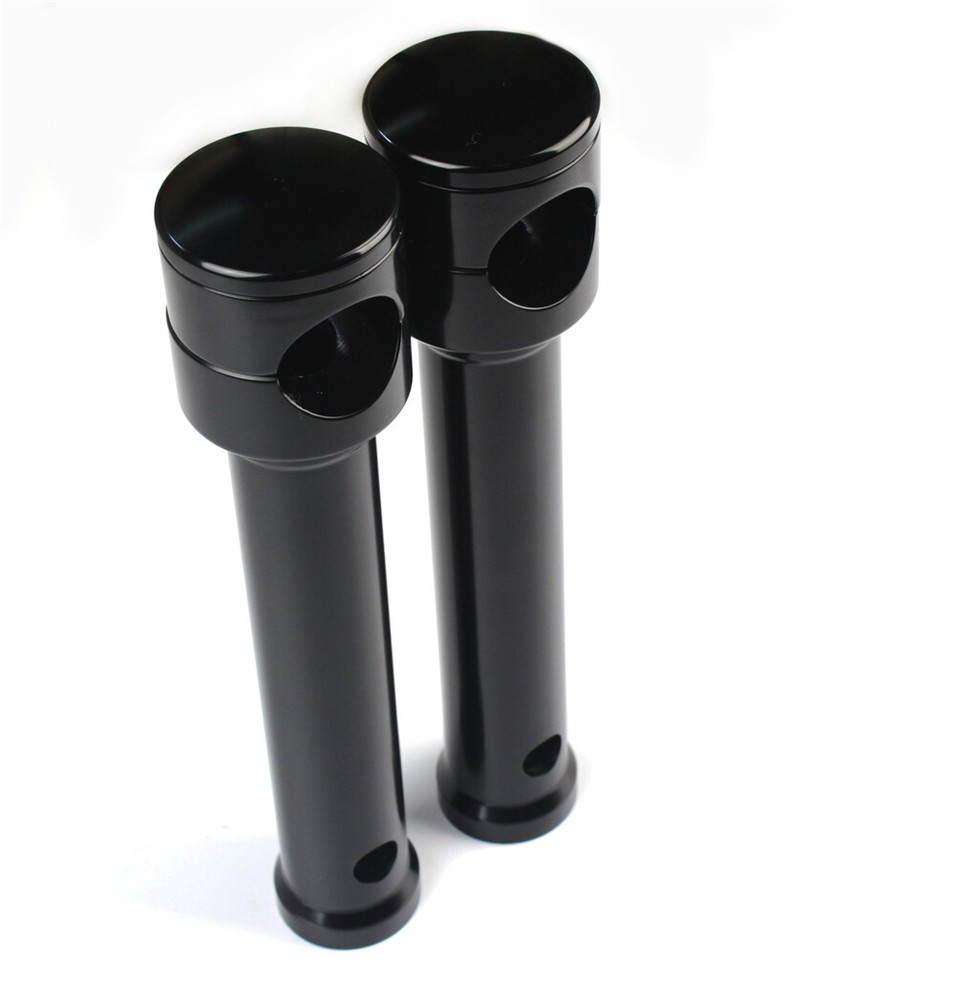 Smooth Black Straight 8" Rise 1 1/4" Mount Handlebar Risers for Harley