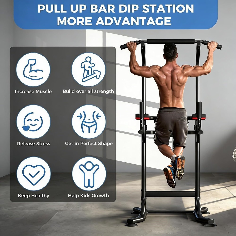 ZENOVA Multi-Function Pull Up Dip Bar Station Home Gym Workout Strength Training