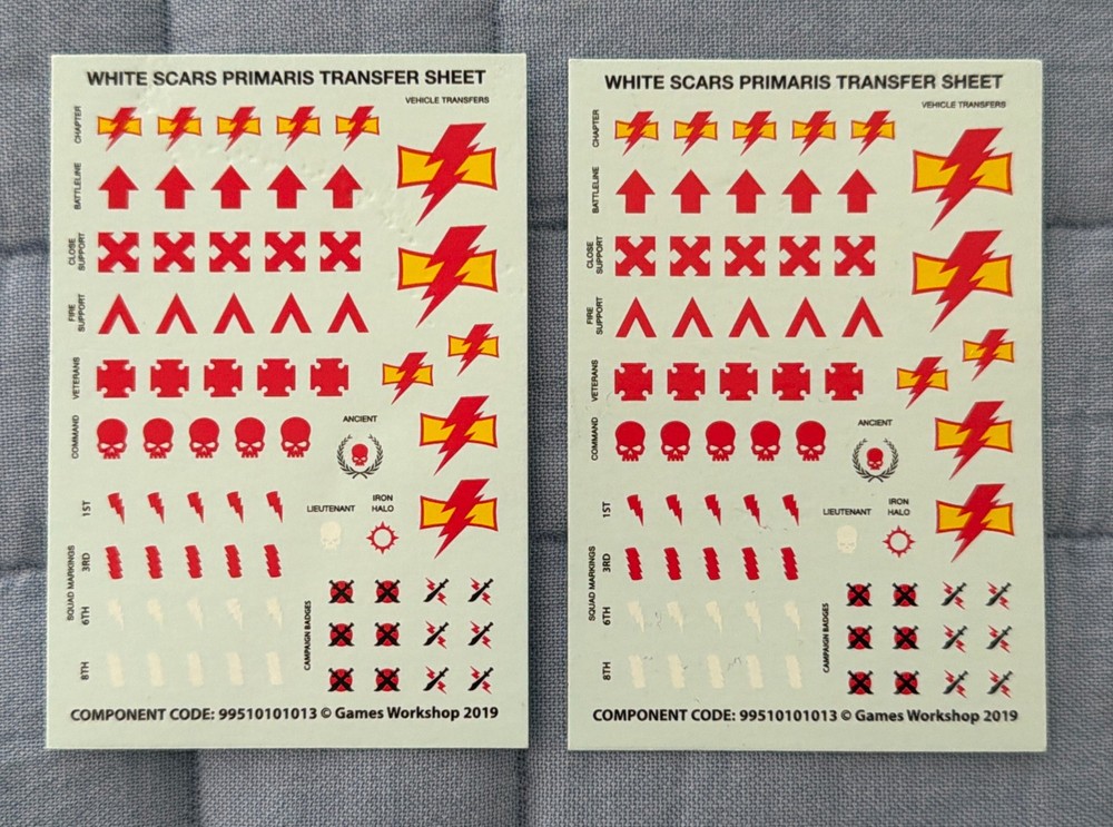 White Scars Transfer Sheet x2 Upgrades Decals Warhammer 40K Space Marines