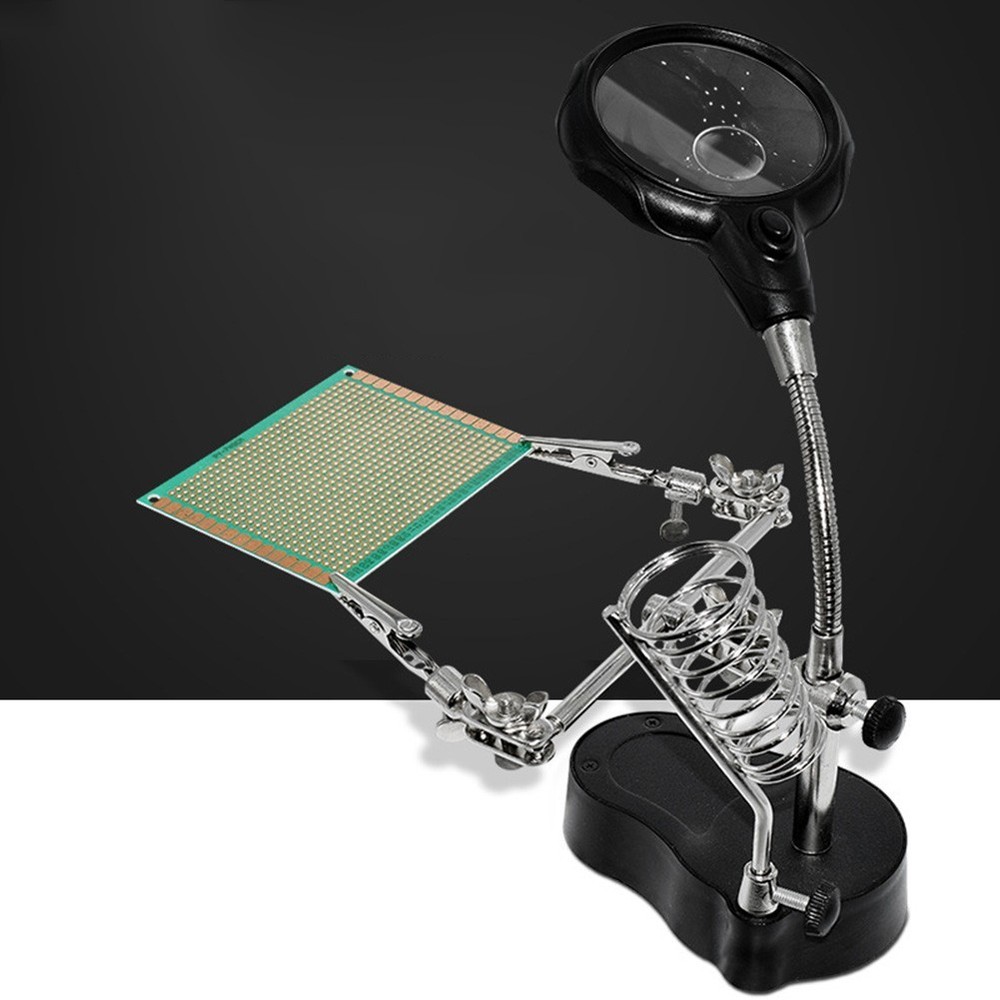 Hobbyist Adjustable Helping Hands Tool Equipped with Bright LED Light