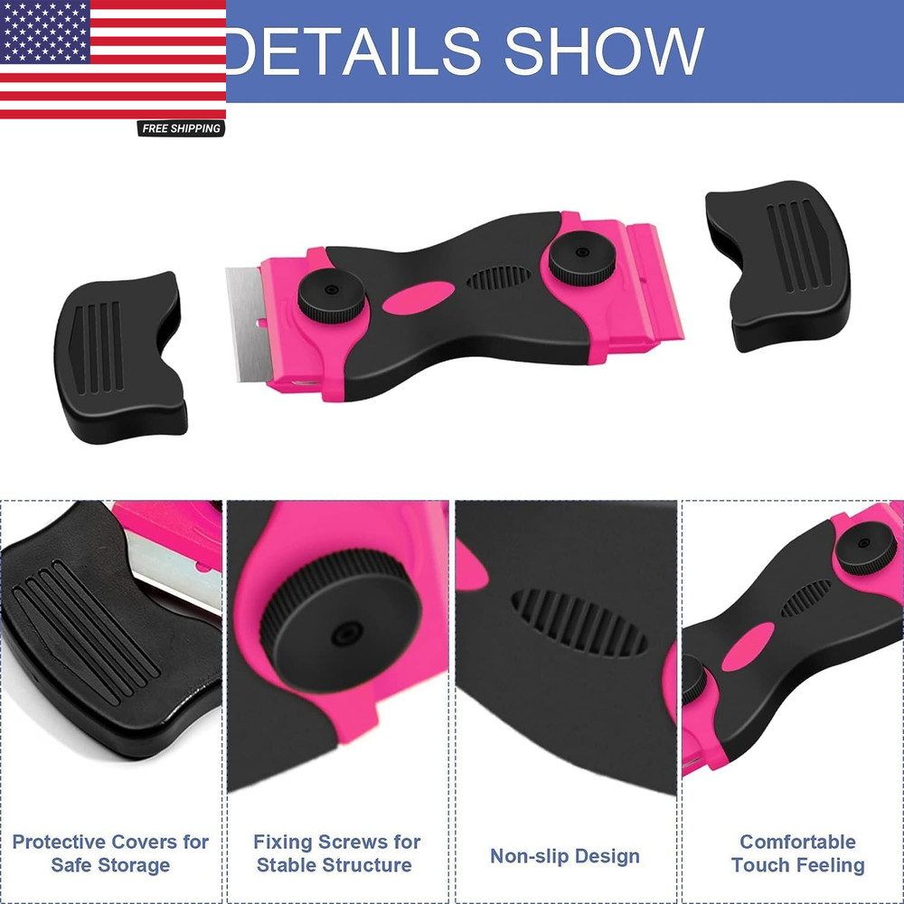 Razor Blade Scraper Tool Double-Edged Paint & Adhesive Remover with 10 Extra Bla
