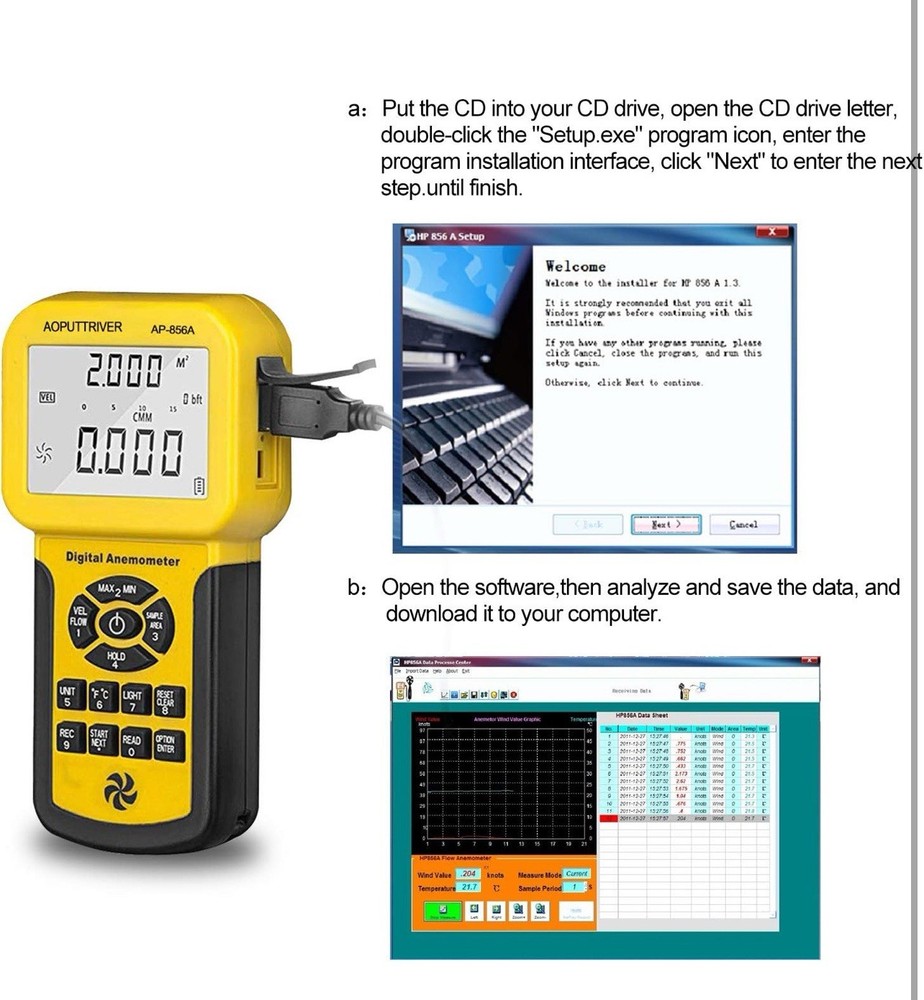 Pro Hvac Anemometer Handheld Cfm Meter Wind Speed Meter With Backlight Max/avg/m