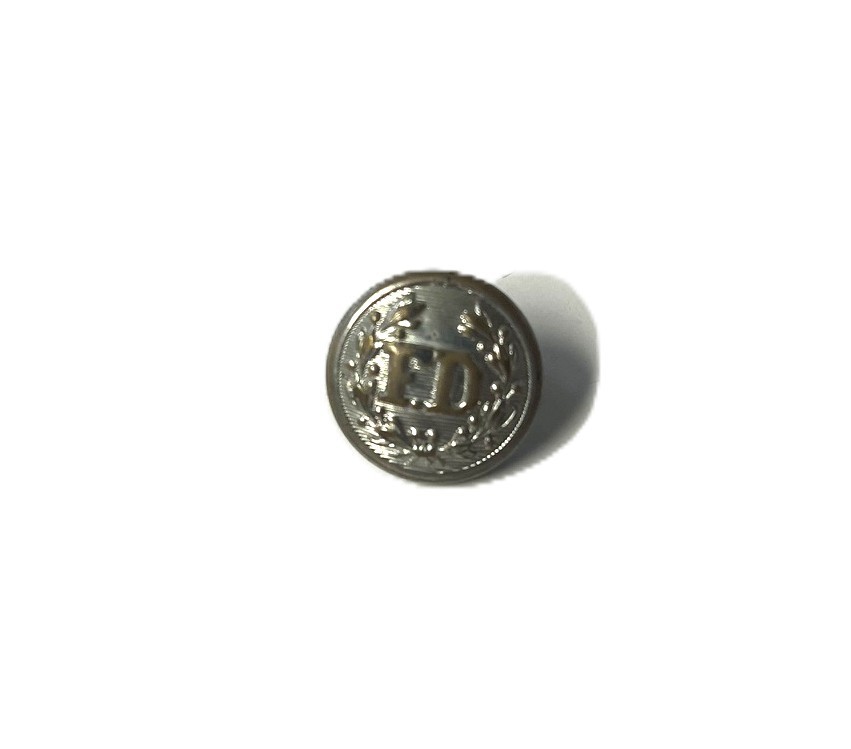 Vintage FD Fire Department Uniform Silver Button 1/2"