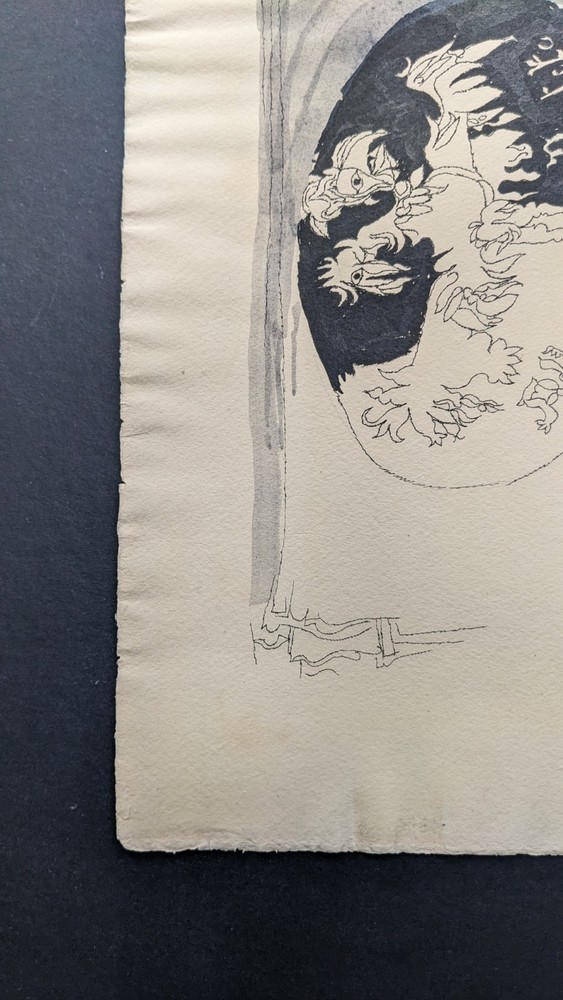 Fritz Kreidt, abstract room composition, drawing, unsigned