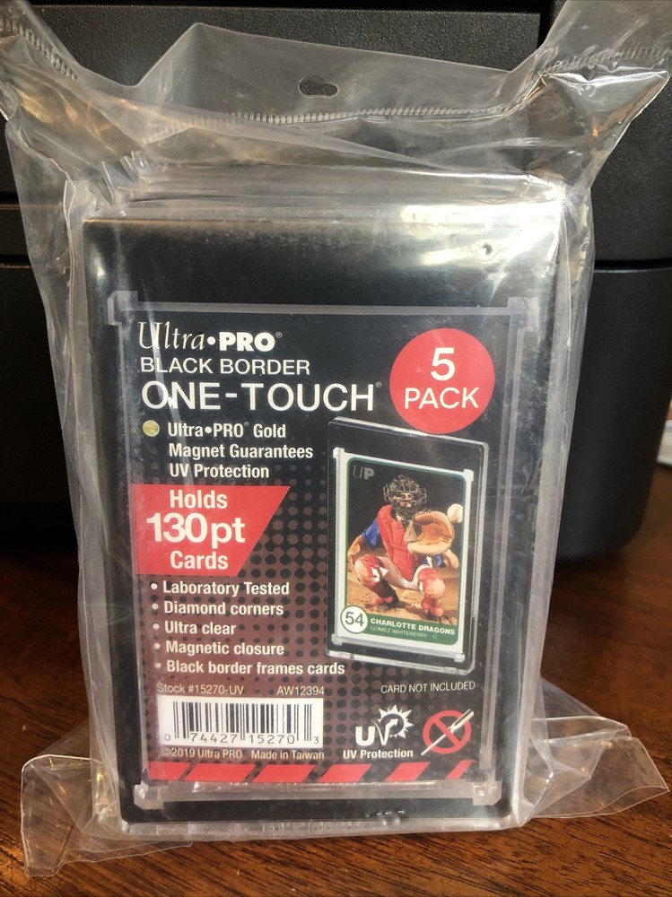 Ultra Pro One-Touch Magnetic Card Holder BLACK BORDER 130pt Point 5 PACK