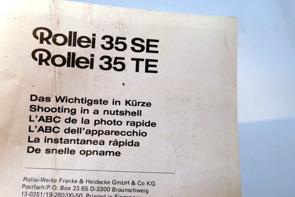 Rollei 35 SE TE  Camera quick guide brochure