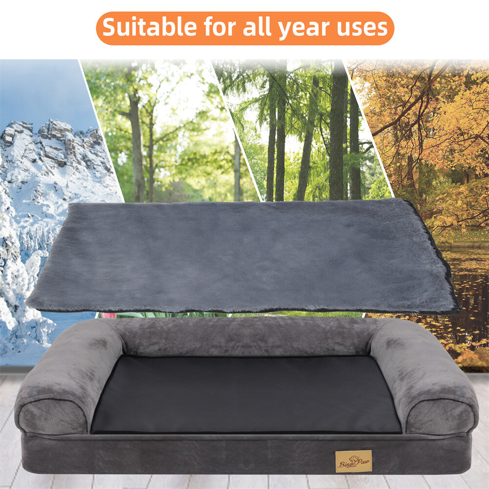 Elevated Orthopedic Dog Bed Pet Sofa w/ Headrest Washable Cover for Large Dogs