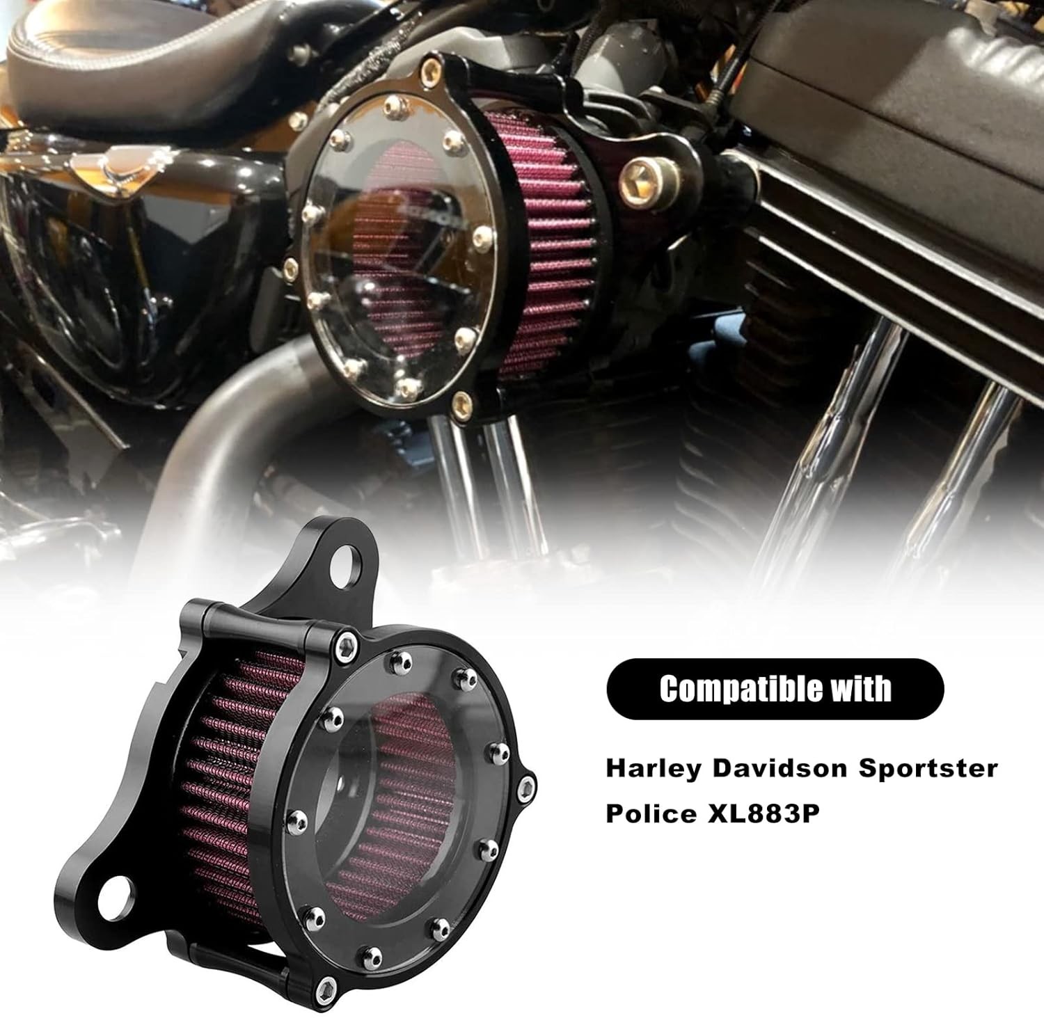 Air Cleaner Intake Filter Kit For Harley Sportster Iron XL 883 1200 72 48 88-Up