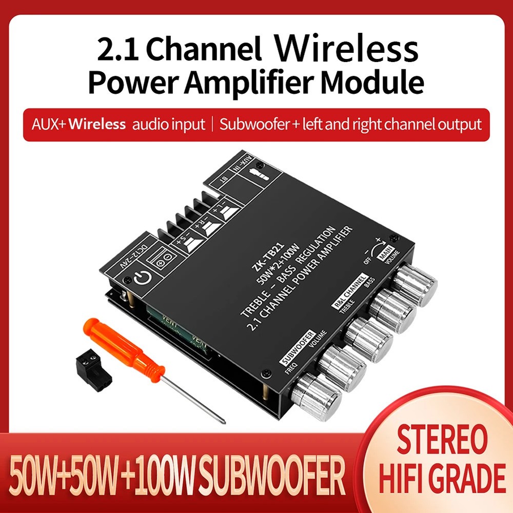Power Amplifier Board with Bluetooth 5.0 2.1 Channel Mini Audio Amplifier Module