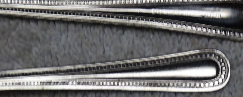 * VINTAGE Stainless Flatware JAPAN - 6 Pc PLACE SETTING - BEADED Pattern - NICE