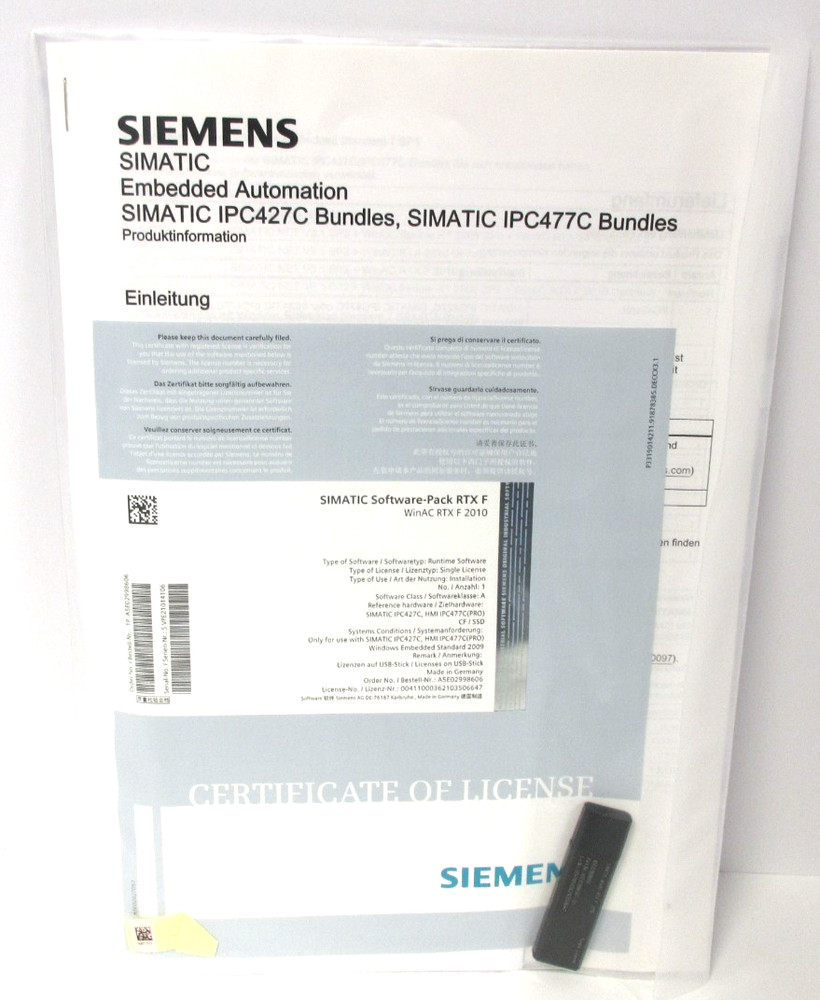Siemens Simatic Runtime Software-Pack RTX F WinAC RTX F 2010