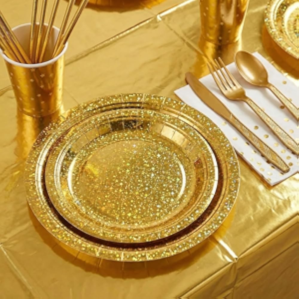 ling Star Patterned Disposable Tableware Set, 201 Pieces, Tablecloths