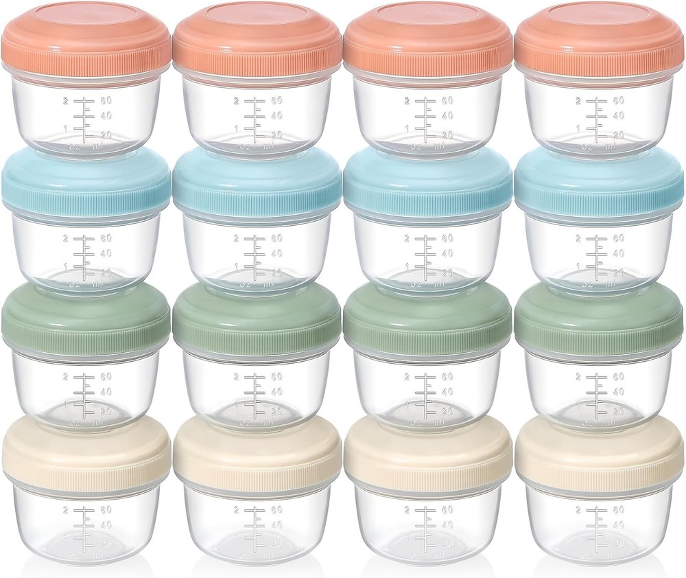 [16 Pack] 4 oz Small Containers with Lids, Reusable Plastic Jars for Snack