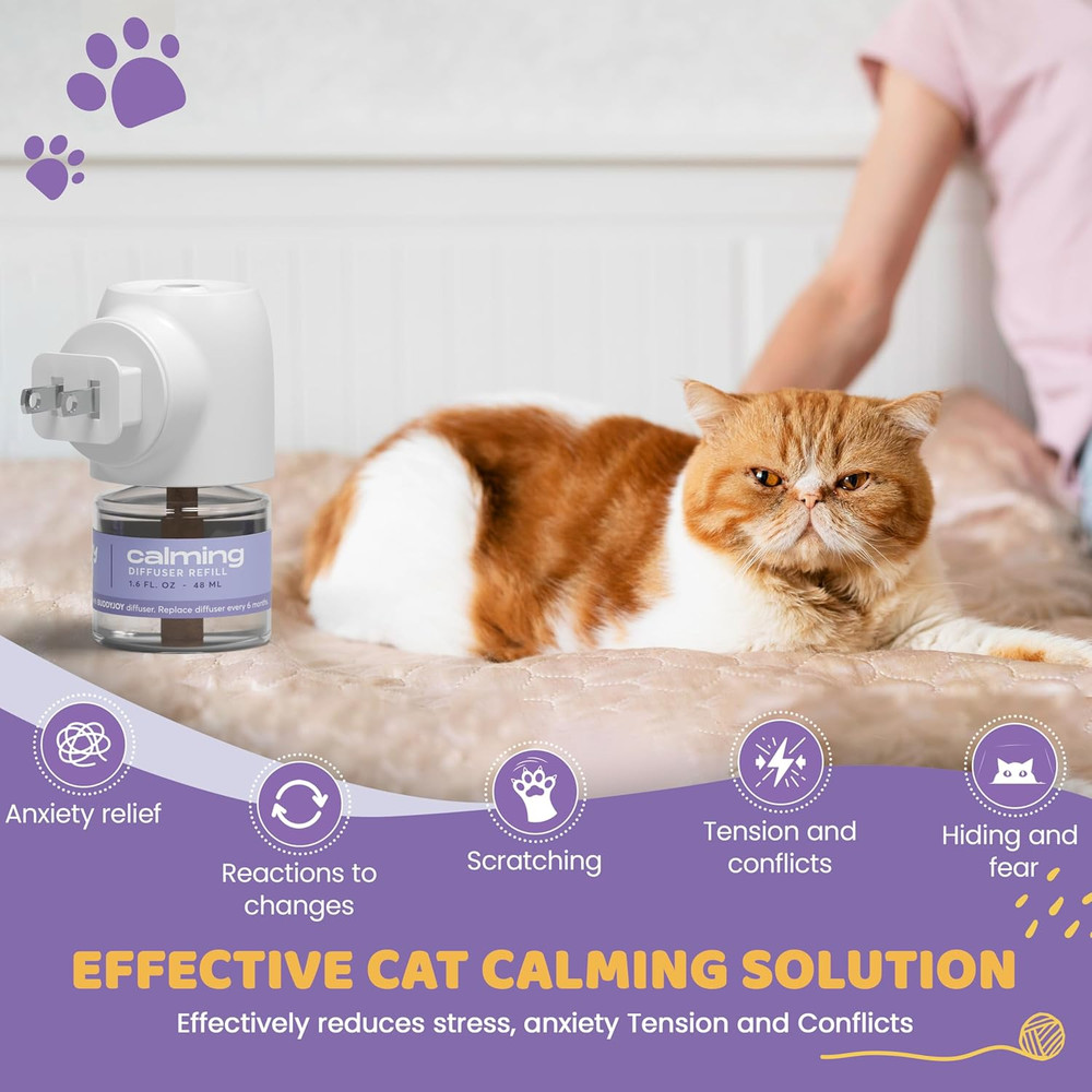 Cat Calming Diffuser Refills – Long-Lasting 30-Day Formula, Cat Pheromones Calmi
