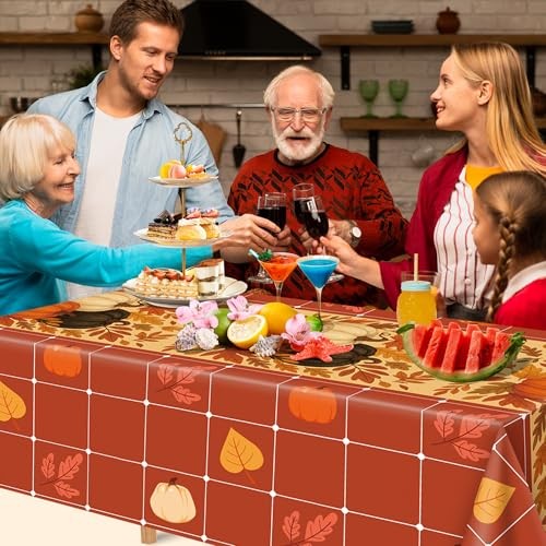 Fall Decorations for Home - Plastic Disposable Fall Tablecloth | Autumn Orange