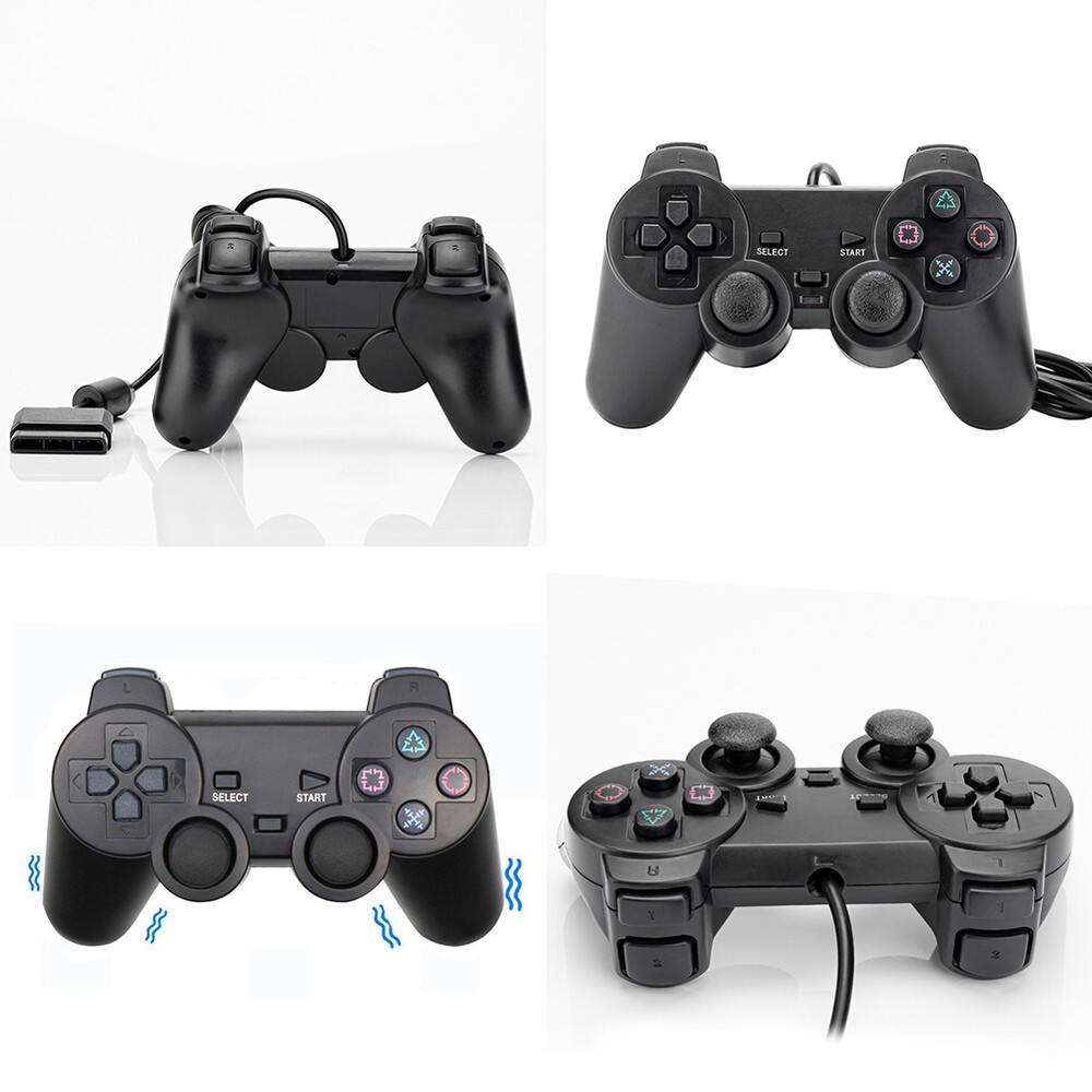 US 2 Pack Controller For PlayStation 2 PS2 Wired Black Joystick Joypad