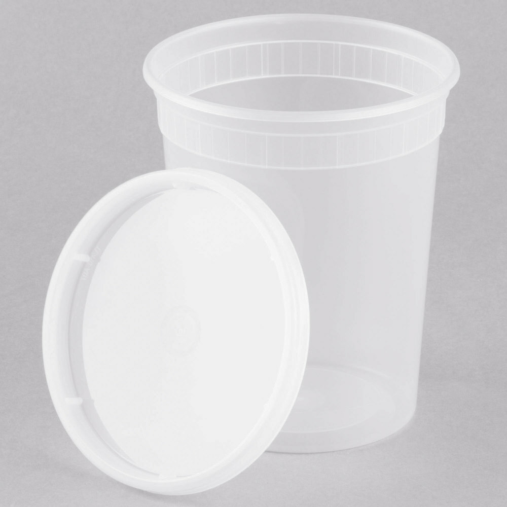 10 x 32 oz. Microwavable Translucent Plastic Deli Container and Lid Combo