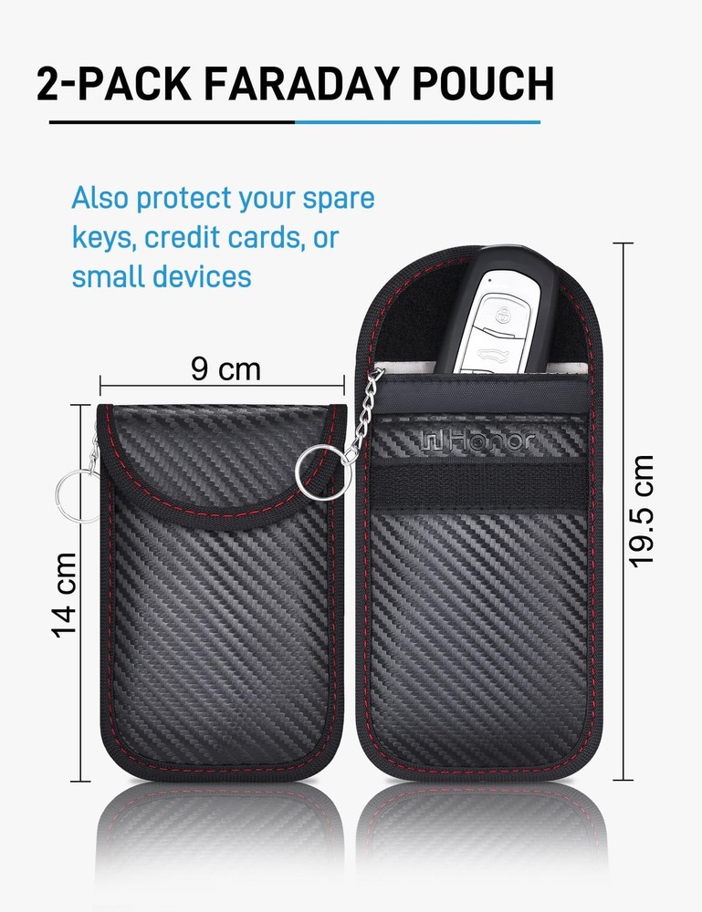 Faraday Pouch for Car Keys RFID Blocking Anti-Theft Protector 2-Pack UK