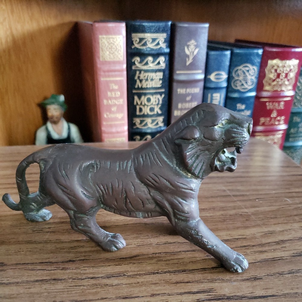 Vintage Solid Bronze Tiger Figurine