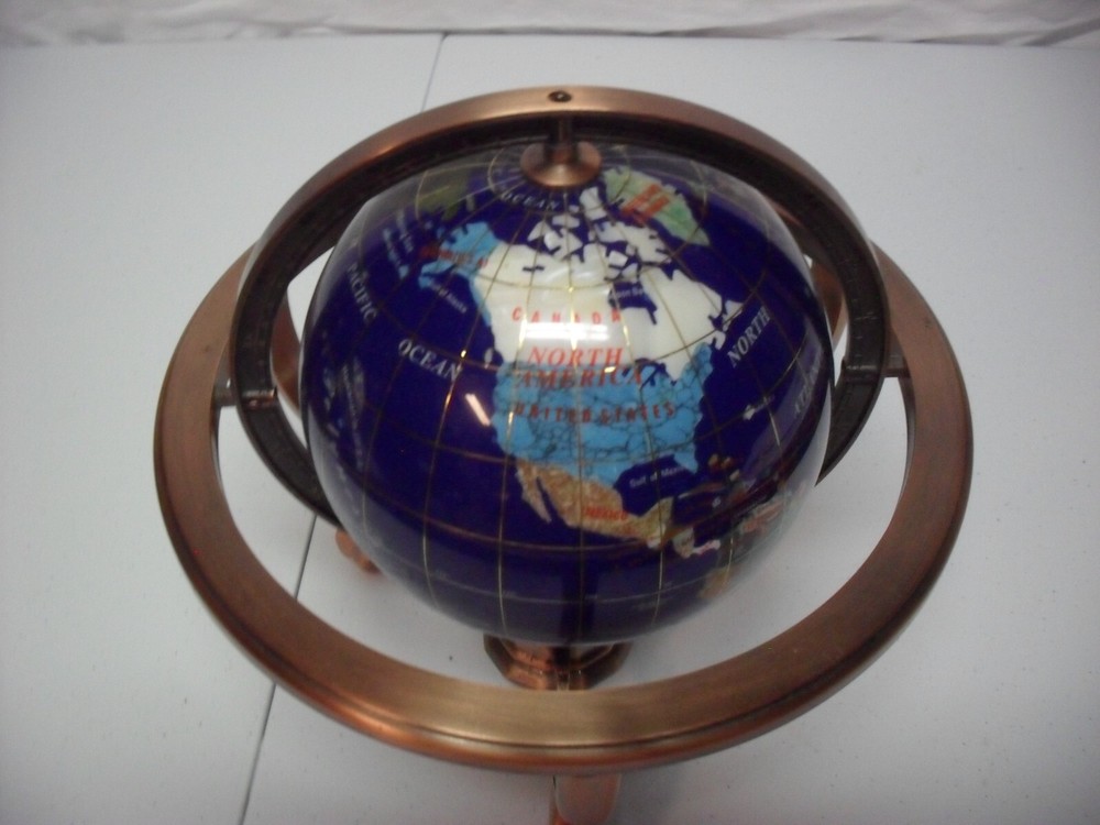 Blue Lapis Gemstone 9" Table Top World Globe
