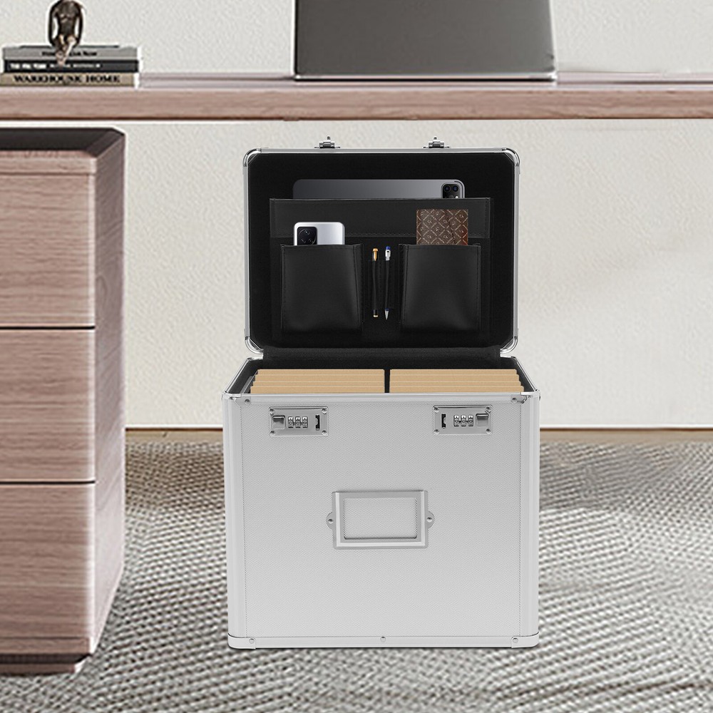 Portable Fireproof Document File Organizer Box Storage Filing Cabinet Safe Box