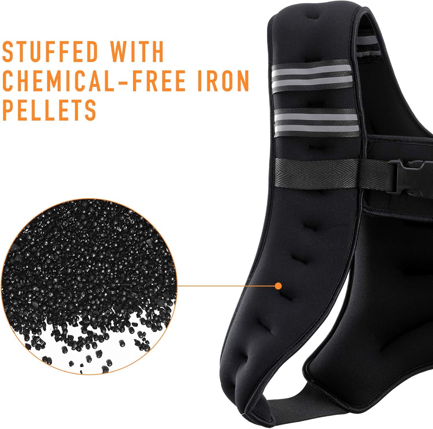 ZELUS Weighted Vest 6lb/8lb/12lb/20lb/25lb/30lb Weight Vest w Reflective Stripe