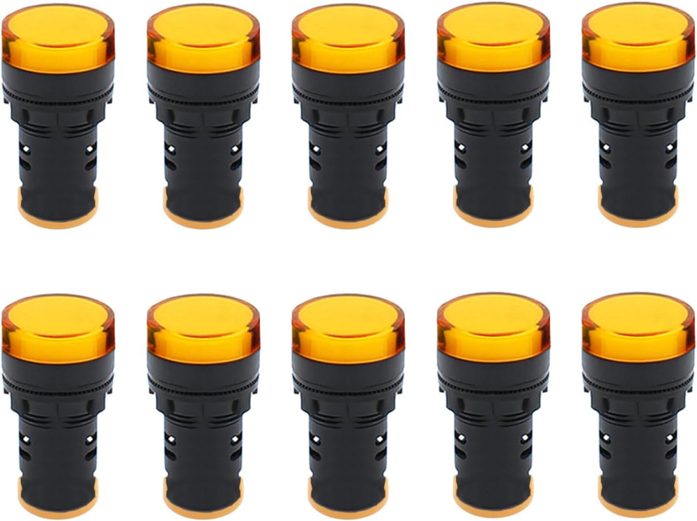 LED Indicator Light AC/DC 110V 20Ma Flush Panel Mount Yellow 10 Pcs