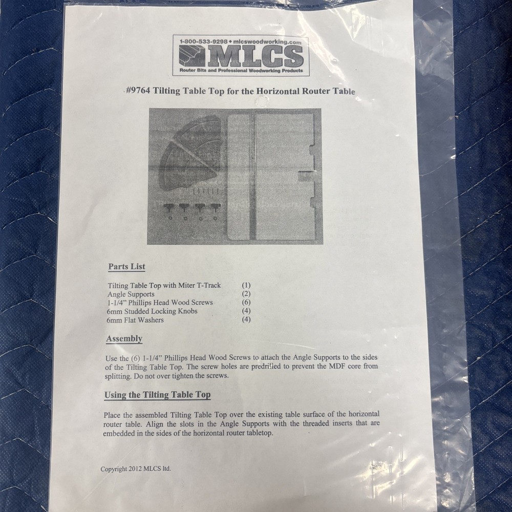 mlcs 9764 tilting table top for horizontal router table