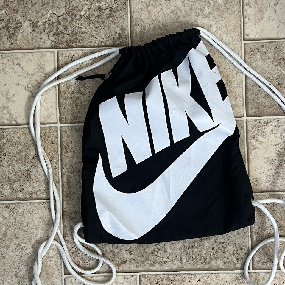 Nike & adidas Black Polyester Gym Bags Drawstring Sack Duffle Zip Bundle