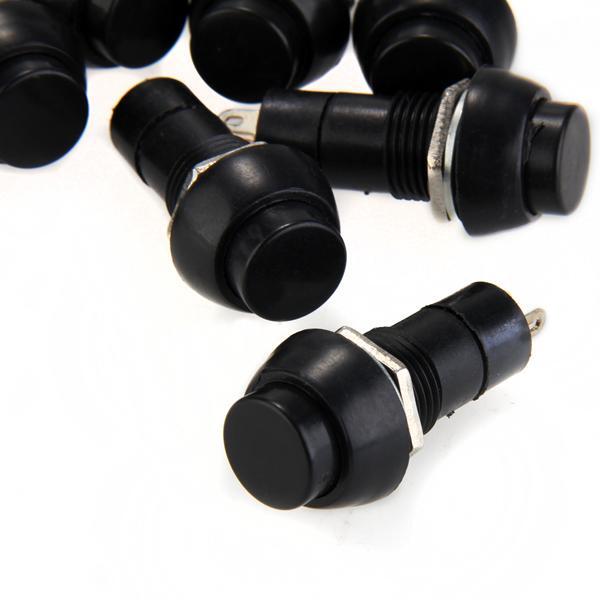 10x On/Off Push Button Bolt-On Switch Black Button Push-To-Make Self-Locking 12V