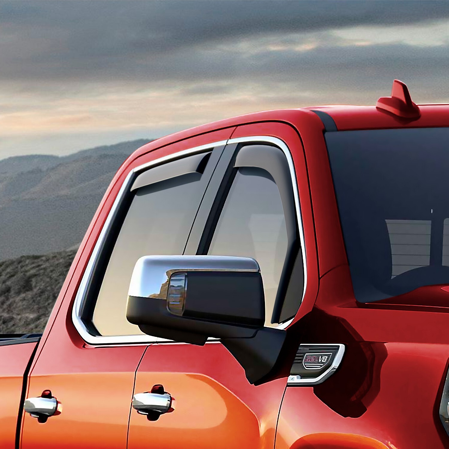 Sun Rain Visors Wind Rain Guard for 2019-2024 GMC Sierra Crew Cab 1500