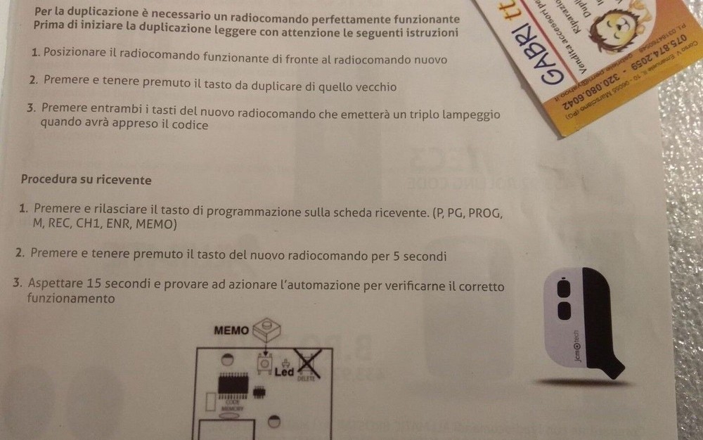 JCM TECH technologies GO MINI EVO 2 Channel Fm 868.35MHz Rolling Code CR2032