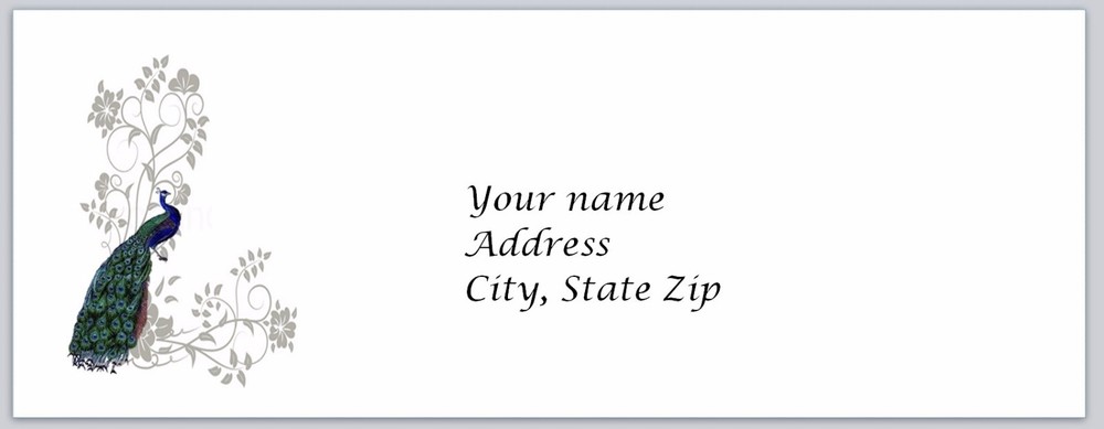 30 Personalized Address Labels Peacock (C 913)