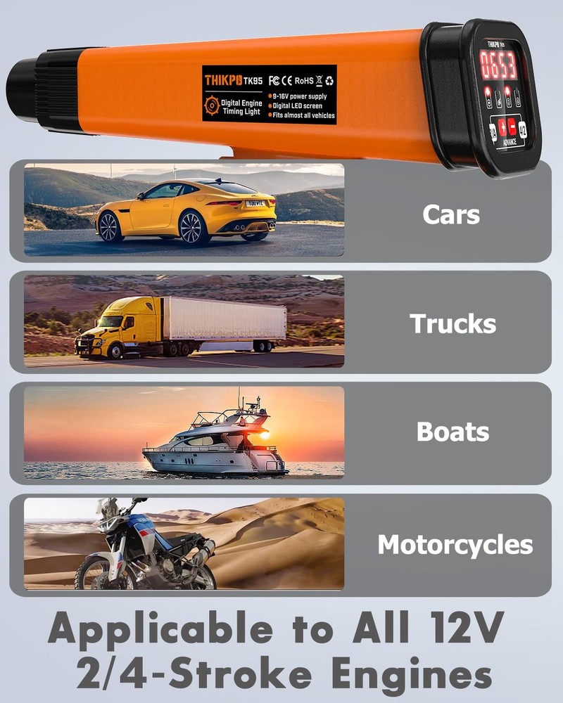 Digital Automotive Timing Light 12V, Inductive Ignition Orange