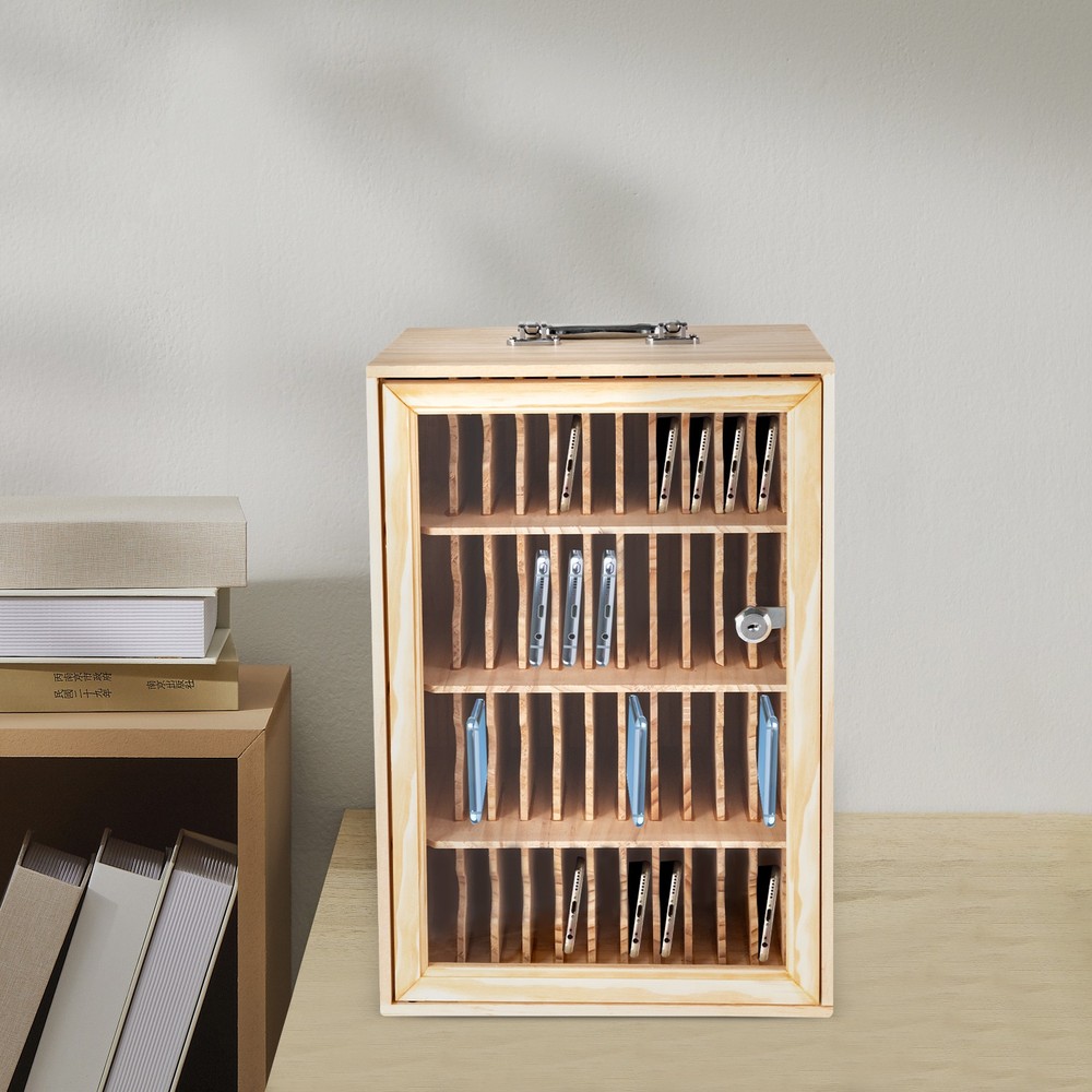 Cell Phone Storage Cabinet with 48 Slots, Lockable & Wall-Mountable