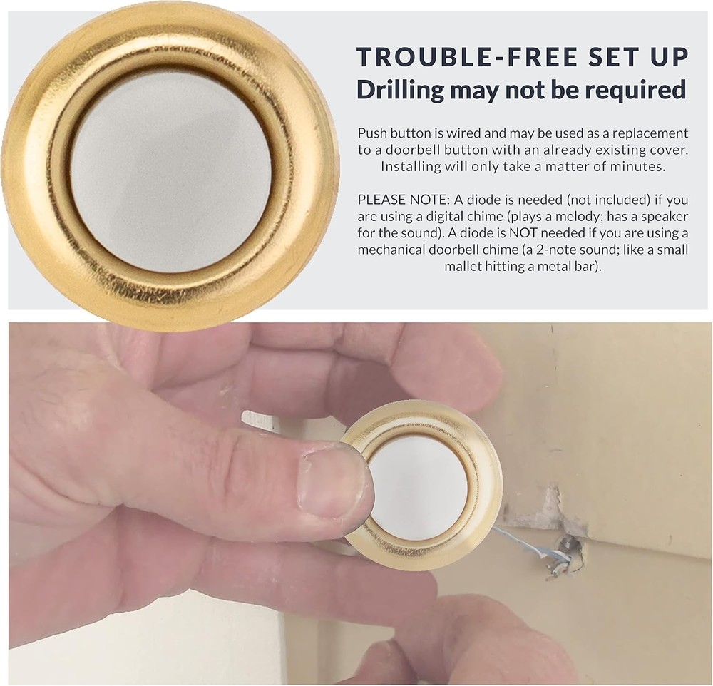 Versatile Brass Push Button for Doorbell - Wired Design, Perfect for Any Setting
