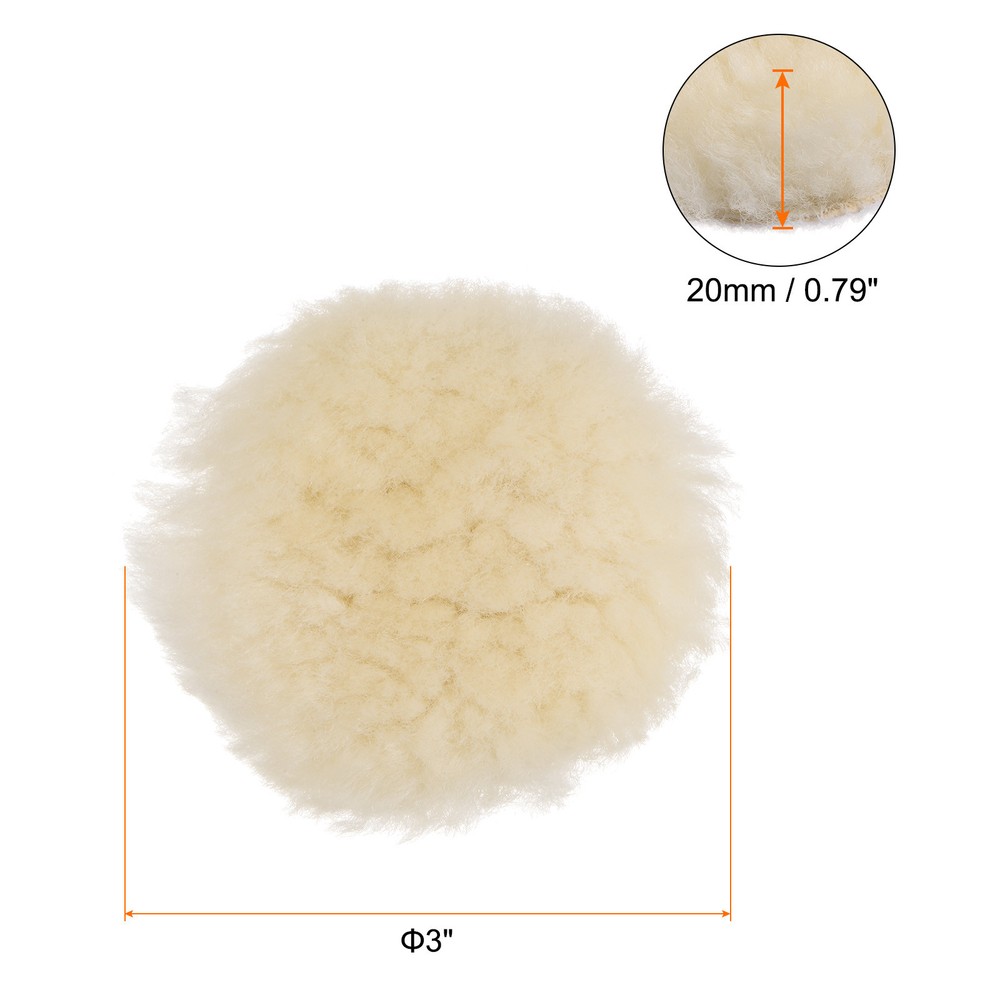 3pcs Wool 3 inch Wool Polishing Pad with Hook and Loop