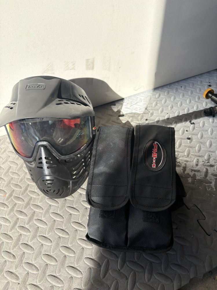 JAVA Paintball Mask Goggles Black with PMI Pod Harness Pack by PMI