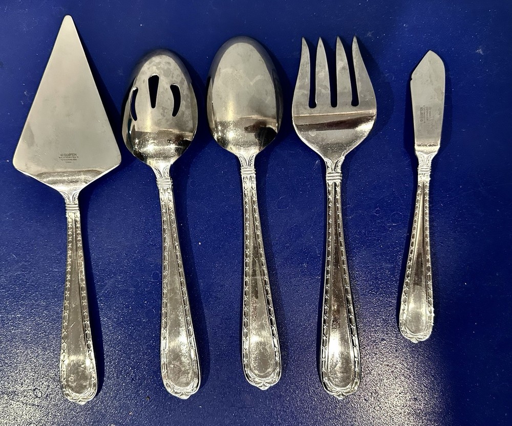 NOBILITY Hampton Silversmiths 5 Piece Hostess Serving Set Stainless Flatware