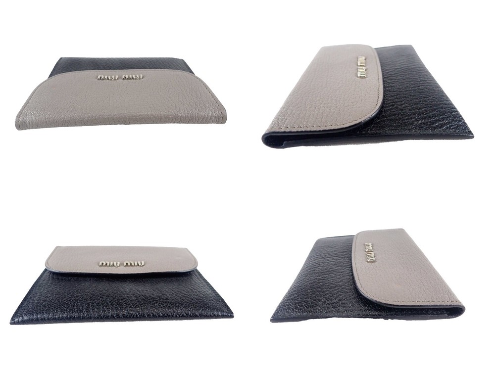 MIUMIU Card Holder Black Gray Bicolor
