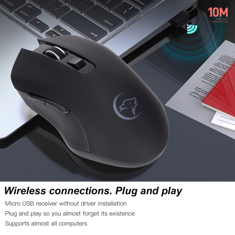 Wireless Mouse Rechargeable Mute USB Mice Ergonomic 2.4GHz Connection Computer