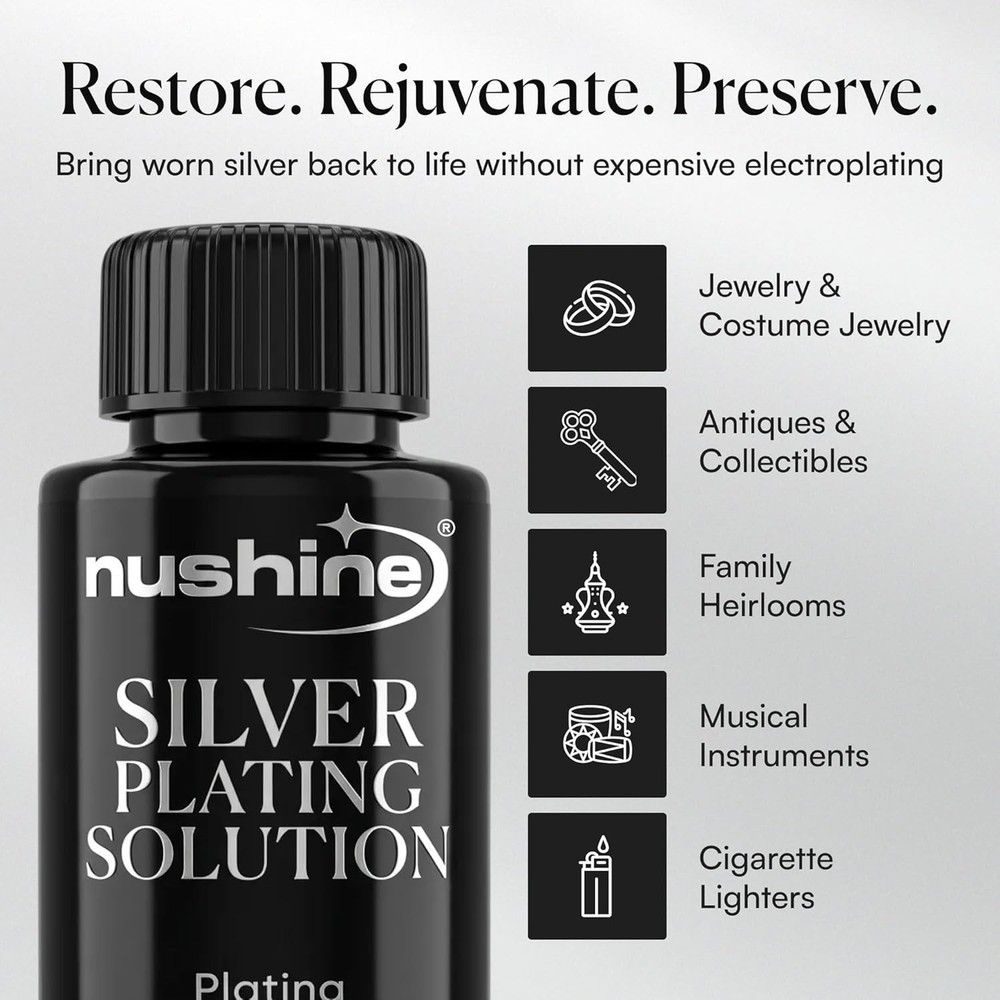 Silver Plating Solution 3.4 Oz - Permanently Plate PureSilver onto Worn Silve...