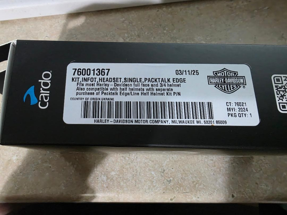 Harley Davidson Packtalk Edge Mesh 2.0 Single headset, New In Box