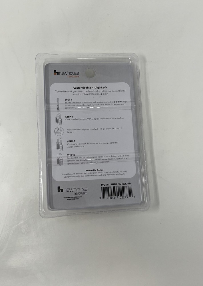 Newhouse Hardware Improved 4-Digit Combination Lock, Black