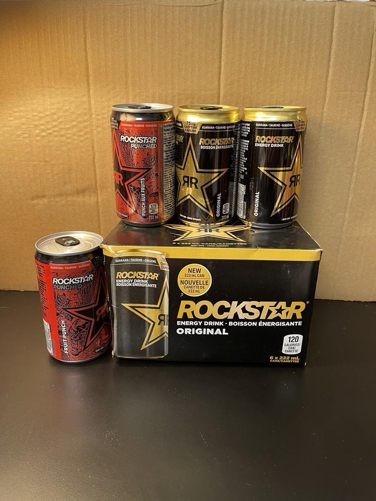 Four Rockstar 7.5oz Full Cans Fruit Punch Original Canada 🇨🇦