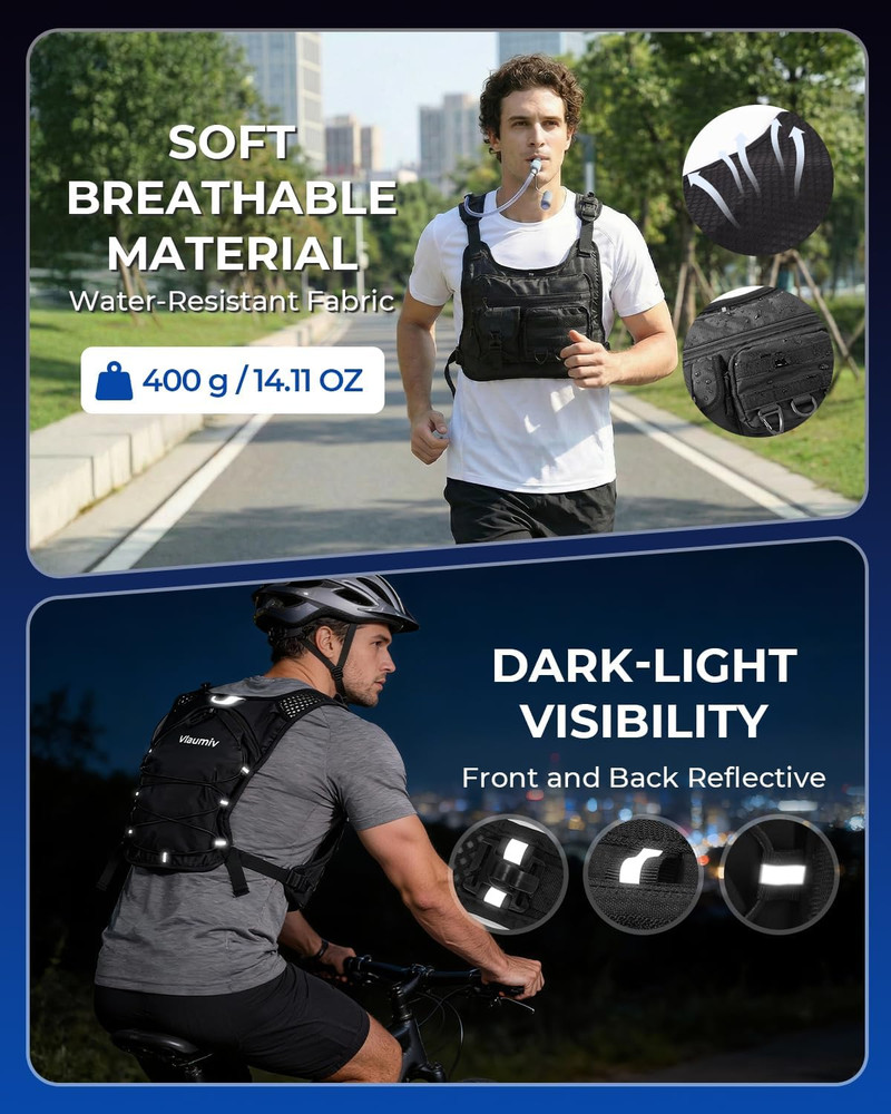 Running Vest with 2L Water Bladder, Hydration Backpack with Adjustable Straps, L