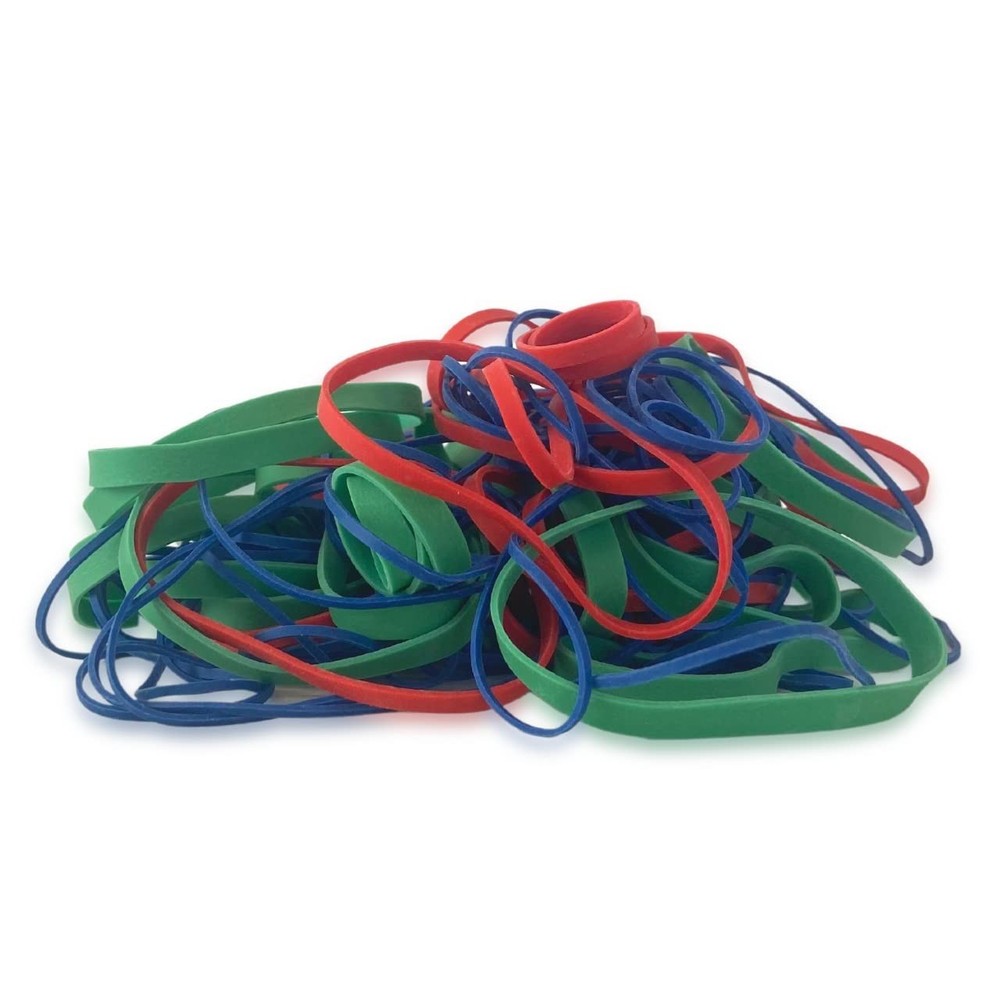 Upgrade Office Supply Rubber Bands, Assorted Sizes and Red, Blue, Green