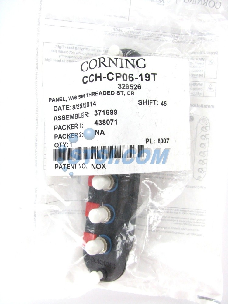 Corning CCH-CP06-19T Fiber Panel 6 ST Simplex OS2 Singlemode Adapters ~STSI
