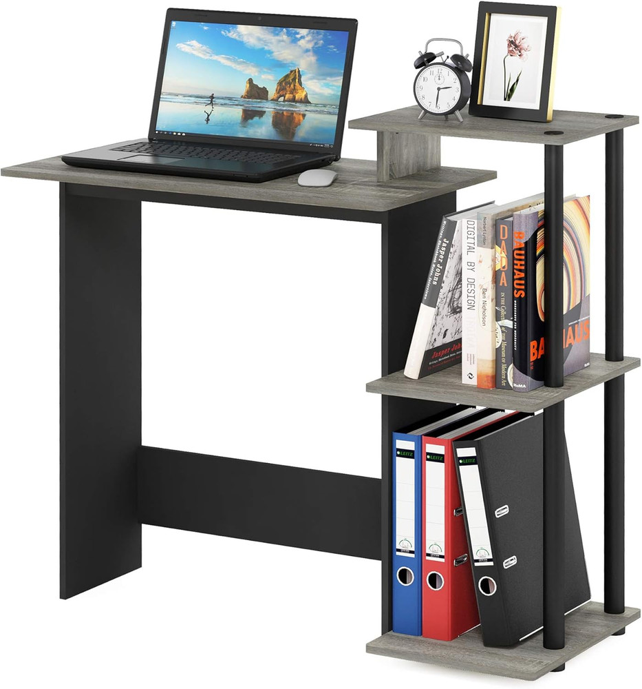 Computer Desk 40in Gray With Shelves Table for Office Work Study Home Bedroom